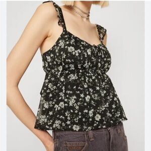 Hollister Black Floral Blouse
